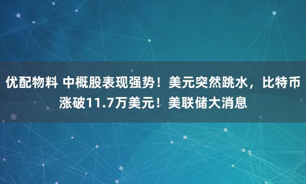 优配物料 中概股表现强势！美元突然跳水，比特币涨破11.7万美元！美联储大消息